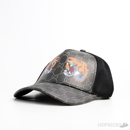Gucci Tigers Print GG Supreme Baseball Grey Cap